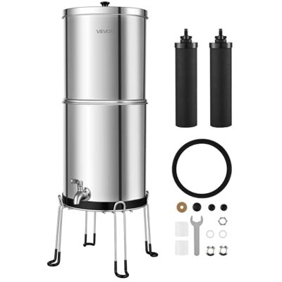 VEVOR Sistema di Filtraggio dell'Acqua a Gravità, Filtro per Acqua a Gravità in Acciaio Inox 304 da Appoggio 8,52 Litri con 2 Filtri a Carbone Attivo Rubinetto e Supporto per Campeggio Uso Domestico VEVOR Sistema di Filtraggio dell'Acqua a Gravità, Filtro per Acqua a Gravità in Acciaio Inox 304 da Appoggio 8,52 Litri con 2 Filtri a Carbone Attivo Rubinetto e Supporto per Campeggio Uso Domestico