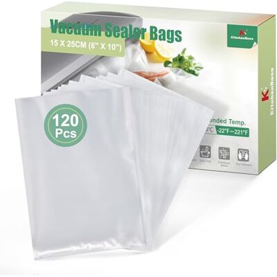 KitchenBoss Buste Sottovuoto Alimenti 120 Pcs:Sacchetti Sottovuoto per Alimenti 15 x 25 cm, Sacchetti Sottovuoto Alimenti Goffrati per Macchine Sottovuoto, Buste per Sottovuoto per Alimenti 175 µm KitchenBoss Buste Sottovuoto Alimenti 120 Pcs:Sacchetti Sottovuoto per Alimenti 15 x 25 cm, Sacchetti Sottovuoto Alimenti Goffrati per Macchine Sottovuoto, Buste per Sottovuoto per Alimenti 175 µm