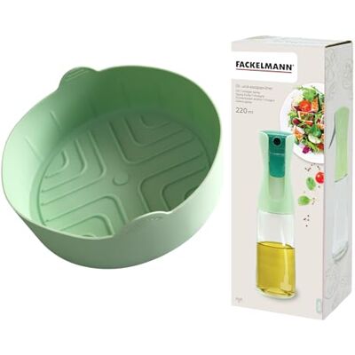 Fackelmann Set Stampo in silicone e Oliera Spray, Accessori per Friggitrice ad Aria, Stampo da forno Riutilizzabile per Cucinare Senza Olio, Resistente al Calore e Lavabile in Lavastoviglie Fackelmann Set Stampo in silicone e Oliera Spray, Accessori per Friggitrice ad Aria, Stampo da forno Riutilizzabile per Cucinare Senza Olio, Resistente al Calore e Lavabile in Lavastoviglie