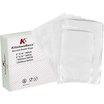 KitchenBoss Sacchetti per Sottovuoto Alimenti: Buste Sacchetto Sottovuoto Alimenti 50 Buste 15 x 25 cm+50 Buste 20 x 30 cm, Rotoli Sacchetti Sous Vide Ccottura, per Macchina Sottovuoto, Buste Goffrate KitchenBoss Sacchetti per Sottovuoto Alimenti: Buste Sacchetto Sottovuoto Alimenti 50 Buste 15 x 25 cm+50 Buste 20 x 30 cm, Rotoli Sacchetti Sous Vide Ccottura, per Macchina Sottovuoto, Buste Goffrate