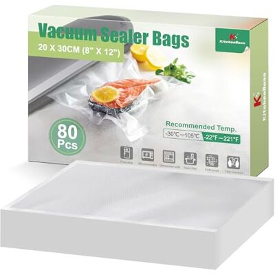 KitchenBoss Sacchetti Sottovuoto per Alimenti 20x30 cm 80 Buste:Sacchetti Sottovuoto Alimenti Goffrati per Conservazione, Compatibili con Macchine per Sottovuoto, Buste Sottovuoto Alimenti 175 µm KitchenBoss Sacchetti Sottovuoto per Alimenti 20x30 cm 80 Buste:Sacchetti Sottovuoto Alimenti Goffrati per Conservazione, Compatibili con Macchine per Sottovuoto, Buste Sottovuoto Alimenti 175 µm
