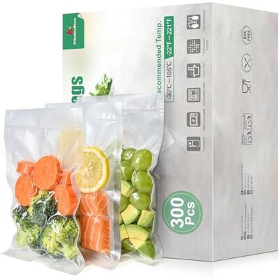 KitchenBoss Sacchetti Sottovuoto per Alimenti 300 Sacchetti 20 x 30 cm, Buste Sottovuoto Goffrate Alimenti per Sous Vide e Macchina Sottovuoto, Sacchetti Sottovuoto Alimenti 175 µm KitchenBoss Sacchetti Sottovuoto per Alimenti 300 Sacchetti 20 x 30 cm, Buste Sottovuoto Goffrate Alimenti per Sous Vide e Macchina Sottovuoto, Sacchetti Sottovuoto Alimenti 175 µm