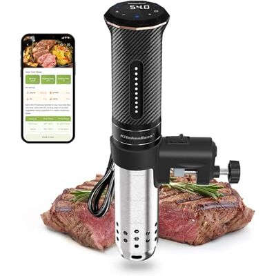 KitchenBoss WiFi Sous Vide Roner:Wi-Fi Roner Cucina a Bassa Temperatura con Controllo APP e Controllo Accurato Della Temperatura, LED Display, Ultra-Silenzioso, Impermeabilità IPX7, 1100W 40℃-90℃ KitchenBoss WiFi Sous Vide Roner:Wi-Fi Roner Cucina a Bassa Temperatura con Controllo APP e Controllo Accurato Della Temperatura, LED Display, Ultra-Silenzioso, Impermeabilità IPX7, 1100W 40℃-90℃