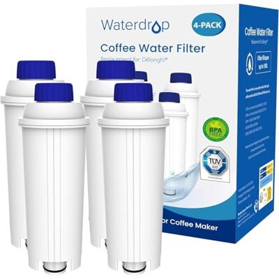 Waterdrop Filtro Acqua per Caffè, Ricambio per De'Longhi® DLSC002, 4 Pezzi Ricambio per Filtro Acqua De'Longhi® DLSC002, ECAM, Eletta, Dinamica, Magnifica, ETAM Autentica, Certificato TÜV SÜD Waterdrop Filtro Acqua per Caffè, Ricambio per De'Longhi® DLSC002, 4 Pezzi Ricambio per Filtro Acqua De'Longhi® DLSC002, ECAM, Eletta, Dinamica, Magnifica, ETAM Autentica, Certificato TÜV SÜD