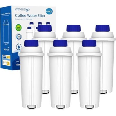 Waterdrop Filtro Acqua per Caffè, Ricambio per De'Longhi® DLSC002, 6 Pezzi Ricambio per Filtro Acqua De'Longhi® DLSC002, ECAM, Eletta, Dinamica, Magnifica, ETAM Autentica, Certificato TÜV SÜD Waterdrop Filtro Acqua per Caffè, Ricambio per De'Longhi® DLSC002, 6 Pezzi Ricambio per Filtro Acqua De'Longhi® DLSC002, ECAM, Eletta, Dinamica, Magnifica, ETAM Autentica, Certificato TÜV SÜD