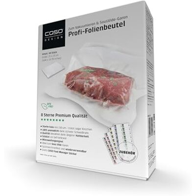 Caso 8 Sterne Sacchetti professionali per sottovuoto, 25 x 35 cm, 50 sacchetti, per tutte le macchine sottovuoto, molto forti e resistenti agli strappi, circa 150 µm, sacchetti per sottovuoto per Caso 8 Sterne Sacchetti professionali per sottovuoto, 25 x 35 cm, 50 sacchetti, per tutte le macchine sottovuoto, molto forti e resistenti agli strappi, circa 150 µm, sacchetti per sottovuoto per