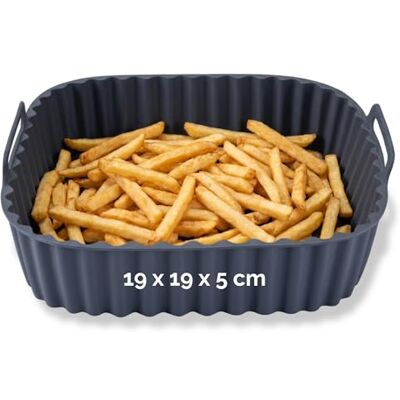 Fackelmann Stampo per Friggitrice ad Aria Quadrato in Silicone 19 cm, Teglia Contenitore Riutilizzabile Antiaderente, Fino a 230°C, Manici per Forno a Microonde, Friggitrice ad Aria e Lavastoviglie Fackelmann Stampo per Friggitrice ad Aria Quadrato in Silicone 19 cm, Teglia Contenitore Riutilizzabile Antiaderente, Fino a 230°C, Manici per Forno a Microonde, Friggitrice ad Aria e Lavastoviglie
