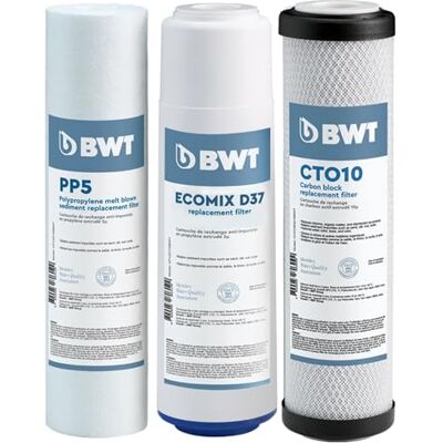 BWT Set di prefiltri di ricambio per sistema ad osmosi inversa standard 75GPD – per entrambi i sistemi con pompa e senza pompa BWT Set di prefiltri di ricambio per sistema ad osmosi inversa standard 75GPD – per entrambi i sistemi con pompa e senza pompa