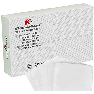 KitchenBoss Buste Sottovuoto Alimenti Sacchetti-Sottovuoto-Alimenti: Sacchetto Sottovuoto 100 Buste 28 x 40 cm,Sacchetti Sous Vide Ccottura,per Macchina Sottovuoto,Buste Goffrate KitchenBoss Buste Sottovuoto Alimenti Sacchetti-Sottovuoto-Alimenti: Sacchetto Sottovuoto 100 Buste 28 x 40 cm,Sacchetti Sous Vide Ccottura,per Macchina Sottovuoto,Buste Goffrate