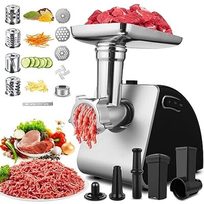 COOCHEER Tritacarne Elettrico 2000W, Multifunzione Tritacarne Tritatutto 5 IN 1 da Cucina con 3 Dischi Forati, 4 Coni di Taglio e Accessorio per Biscotti per cucina domestica& carne COOCHEER Tritacarne Elettrico 2000W, Multifunzione Tritacarne Tritatutto 5 IN 1 da Cucina con 3 Dischi Forati, 4 Coni di Taglio e Accessorio per Biscotti per cucina domestica& carne
