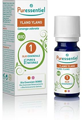 Puressentiel Olio Essenziale di Ylang Ylang, 100% Puro e Natuale, OEBBD (Olio Essenziale Botanicamente e Biochimicamente Definito), da Agricoltura Biologica, Vegan e Cruelty Free, 5 ml