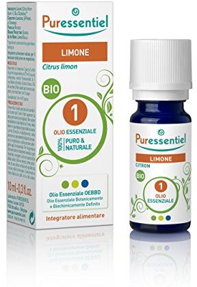 Puressentiel Olio Essenziale di Limone OEBBD (Botanicamente e Biochimicamente Definito) Proveniente de Agricoltura Biologica Vegan e Cruelty Free 10 ml