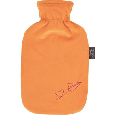 Fashy Borsa dell'acqua calda da 2,0 l, con rivestimento in ratina con ricamo "aviatore", arancione Fashy Borsa dell'acqua calda da 2,0 l, con rivestimento in ratina con ricamo "aviatore", arancione