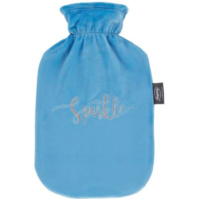Fashy Borsa dell'acqua calda da 2,0 l, con rivestimento in ratina con ricamo "Sparkle", azzurro Fashy Borsa dell'acqua calda da 2,0 l, con rivestimento in ratina con ricamo "Sparkle", azzurro