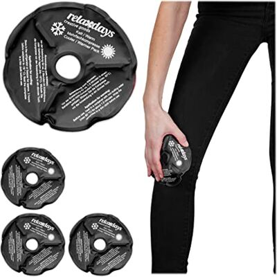 Relaxdays Fascia Ghiaccio per Ginocchio, Set da 4 Cuscinetti Termici per Terapia Caldo o Freddo, Riutilizzabile, Nere, Poliestere Relaxdays Fascia Ghiaccio per Ginocchio, Set da 4 Cuscinetti Termici per Terapia Caldo o Freddo, Riutilizzabile, Nere, Poliestere