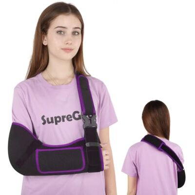 supregear Tutore Braccio Tutore Spalla – Imbracatura di Infortuni alla Spalla Comodo e Traspirante per Uomo e Donna, Fratture o Lussazioni, Braccio Sinistro o Destro, Nero + Viola, L supregear Tutore Braccio Tutore Spalla – Imbracatura di Infortuni alla Spalla Comodo e Traspirante per Uomo e Donna, Fratture o Lussazioni, Braccio Sinistro o Destro, Nero + Viola, L