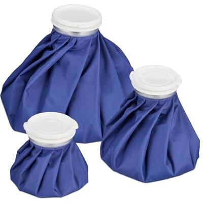 Relaxdays Borsa del Ghiaccio, Set da 3 Sacchetti per Uso Caldo Freddo, Cuscinetto Refrigerante, Tappo Ermetico, Blu Relaxdays Borsa del Ghiaccio, Set da 3 Sacchetti per Uso Caldo Freddo, Cuscinetto Refrigerante, Tappo Ermetico, Blu