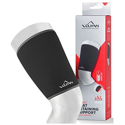 Vulkan Supporto classico per coscia, medio, tutore per coscia per stabilità muscolare, manica a compressione per lesioni e strappi al tendine del ginocchio, supporto per coscia in neoprene per atleti, Vulkan Supporto classico per coscia, medio, tutore per coscia per stabilità muscolare, manica a compressione per lesioni e strappi al tendine del ginocchio, supporto per coscia in neoprene per atleti,