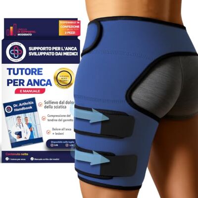 Dr. Arthritis Tutore per l’Anca Ideato da Medici – Supporto della Coscia per Dolori Causati da Nervo Sciatico e Sindrome del Piriforme – Fascia Coscia Inguine a Compressione per Donna e Uomo (Taglia S/M, Blu Navy) Dr. Arthritis Tutore per l’Anca Ideato da Medici – Supporto della Coscia per Dolori Causati da Nervo Sciatico e Sindrome del Piriforme – Fascia Coscia Inguine a Compressione per Donna e Uomo (Taglia S/M, Blu Navy)