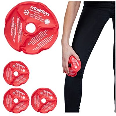 Relaxdays Fascia Ghiaccio per Ginocchio, Set da 4 Cuscinetti Termici per Terapia Caldo o Freddo, Riutilizzabile, Rosso, Poliestere Relaxdays Fascia Ghiaccio per Ginocchio, Set da 4 Cuscinetti Termici per Terapia Caldo o Freddo, Riutilizzabile, Rosso, Poliestere