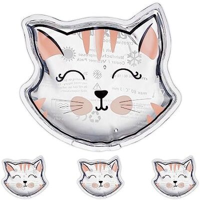 Relaxdays Ghiaccio Gel Termico, Set 4 Pad Terapia Caldo Freddo, Cuscinetto Refrigerante, Gatto HxL 10x11 cm, Trasparente Relaxdays Ghiaccio Gel Termico, Set 4 Pad Terapia Caldo Freddo, Cuscinetto Refrigerante, Gatto HxL 10x11 cm, Trasparente