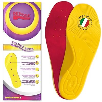 REPOSA Velvet Step Solette Scarpe Ortopediche Uomo e Donna con Texture Vellutata, Suole Scarpe per il Lavoro, Sport e Uso Quotidiano Soletta Universale ad Azione Ammortizzante per Postura Corretta REPOSA Velvet Step Solette Scarpe Ortopediche Uomo e Donna con Texture Vellutata, Suole Scarpe per il Lavoro, Sport e Uso Quotidiano Soletta Universale ad Azione Ammortizzante per Postura Corretta