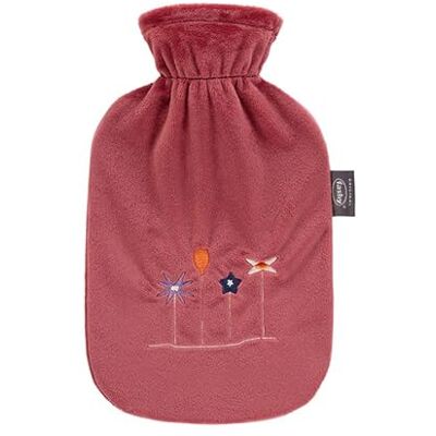 Fashy Borsa dell'acqua calda con rivestimento in ratina e ricamo, 2 l, colore rosso ruggine Fashy Borsa dell'acqua calda con rivestimento in ratina e ricamo, 2 l, colore rosso ruggine