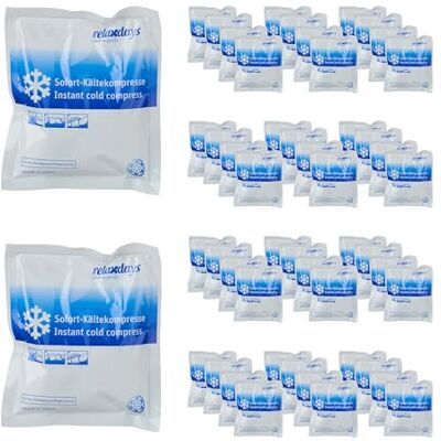 Relaxdays Ghiaccio Istantaneo Termico, 50 Sacchetti HxL: 14,5x12,5 cm, Terapia Freddo, Cuscini Refrigeranti, Blu Bianco Relaxdays Ghiaccio Istantaneo Termico, 50 Sacchetti HxL: 14,5x12,5 cm, Terapia Freddo, Cuscini Refrigeranti, Blu Bianco
