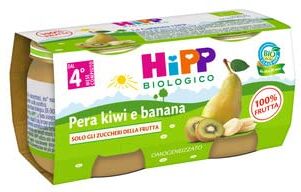 HiPP Omogeneizzato Biologico di Pera Banana e Kiwi dai 4+ Mesi, 2 x 80g