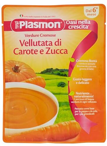 Plasmon La Vellutata Carote e zucca 180g 12 Pouch La pappa pronta da gustare, con ingredienti selezionati