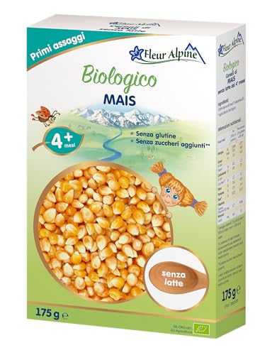 Alpine Cereali di Mais Bio per Bebè Porridge per Deliziose Colazioni   Cereali senza glutine nutrienti e facili da preparare 4 mesi e oltre senza zuccheri aggiunti   7 porzioni