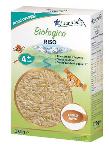 Alpine Cereali di Riso Bio per Bebè Porridge per Deliziose Colazioni   Cereali senza glutine nutrienti e facili da preparare 4 mesi e oltre senza zuccheri aggiunti   7 porzioni