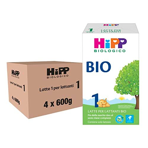 HiPP Latte 1 per Lattanti Bio per Neonati in Polvere, dalla Nascita Fino al 6° Mese, 4 Confezioni da 600 gr