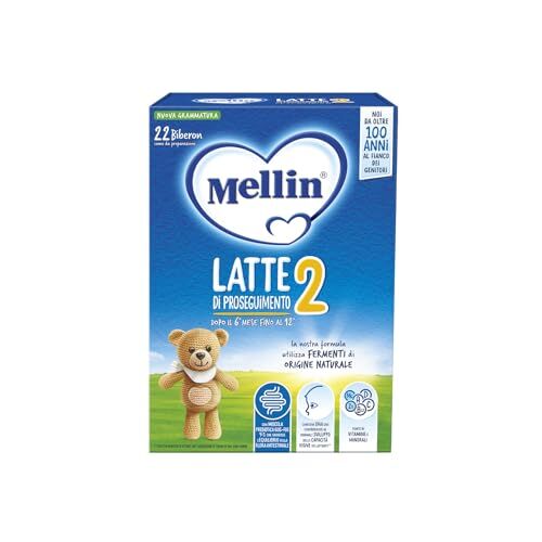 Mellin 2 Latte di Proseguimento in Polvere per Neonati dal 6° Mese Compiuto al 12° 1 Confezione da 770 gr