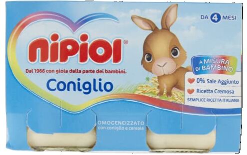 Nipiol Omogeneizzato Coniglio 2x120 g, 12 Confezioni