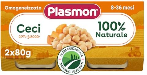 Plasmon Omogeneizzato Ceci con Zucca 2x80g, da Inizio Svezzamento