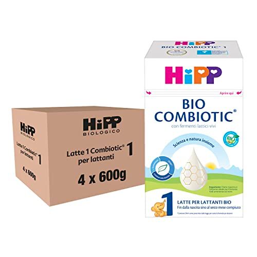HiPP Latte 1 Bio Combiotic in Polvere, dalla Nascita Fino al 6° Mese, 4 Confezioni da 600 gr