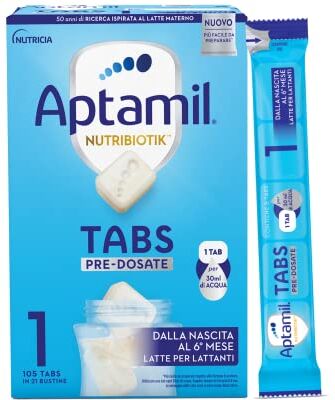 Aptamil NUTRIBIOTIK Latte per Lattanti in Tabs Pre-Dosate Dalla nascita al 6° mese 21 bustine (105 tabs)