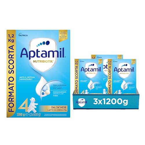 Aptamil 4 Latte di Crescita in Polvere per Bambini dai 24 mesi Formato Convenienza da 3600 grammi (3 confezioni da 1200g)