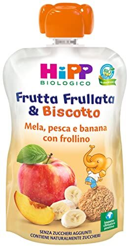 HiPP Frutta Frullata & Biscotto Mela Pesca e Banana con Frollino, 90g