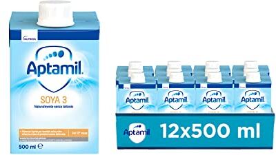 Aptamil Soya 3 Alimento Liquido per Bambini dal 12 mese compiuto, a Base di Proteine isolate di Soia, Senza Lattosio (12 x 500 ml)