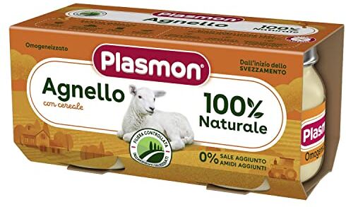 Plasmon Omogeneizzato Carne Agnello e cereale 2x80g Con Carne Italiana, 100% naturale, senza amidi e sale aggiunti