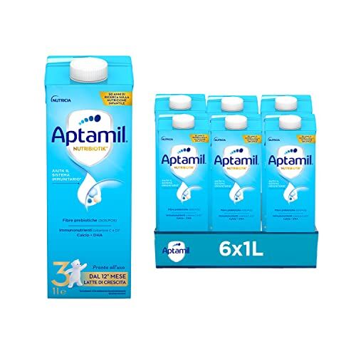 Aptamil 3 Latte di Crescita Liquido per Bambini dai 12 mesi, Pronto all'uso Formato Convenienza da 6 litri (6 x 1l)