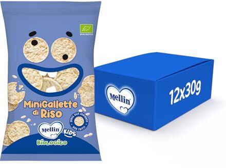 Mellin MiniGallette di Riso Snack Biologico per Bambini dai 3 anni in su 8 Confezioni da 30 grammi (Totale 240gr)