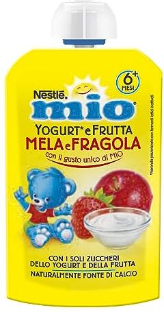 Mitac Merenda Mela, Fragola e Yogurt da Spremere, 8 Pouch da 100 ml, 800 ml