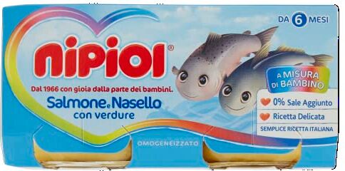 Nipiol Omogeneizzato Salmone Nasello Verdure 24x80g