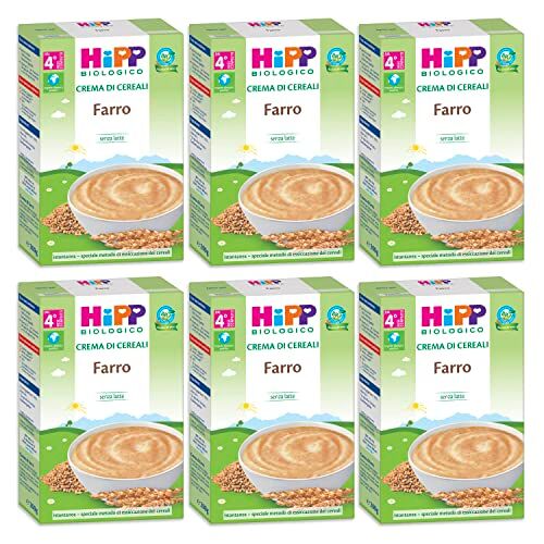 HiPP Crema di Cereali Istantanea per Neonati, con 100% Farro Biologico, Senza Zuccheri Aggiunti, 6 Confezioni da 200 gr