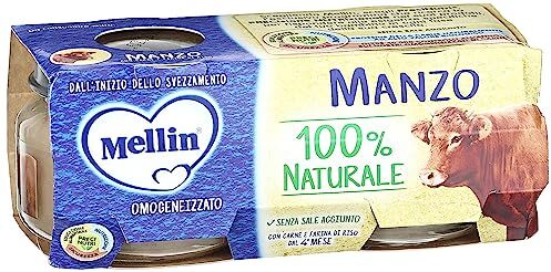 Mellin Omogeneizzato Di Manzo, Naturale, 80 g, Confezione da 24