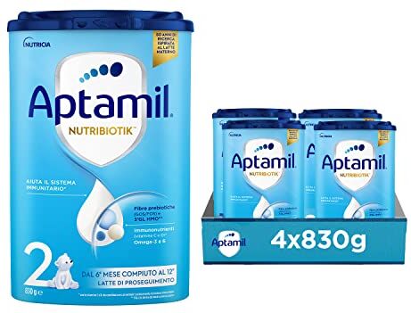 Aptamil 2 Latte in Polvere per Neonati dal 6° Mese Compiuto al 12° 3320 grammi (4 confezioni da 830g)