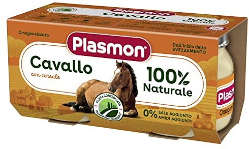 Plasmon Omogeneizzato Carne Cavallo e cereale 2x80g Con Carne Italiana, 100% naturale, senza amidi e sale aggiunti